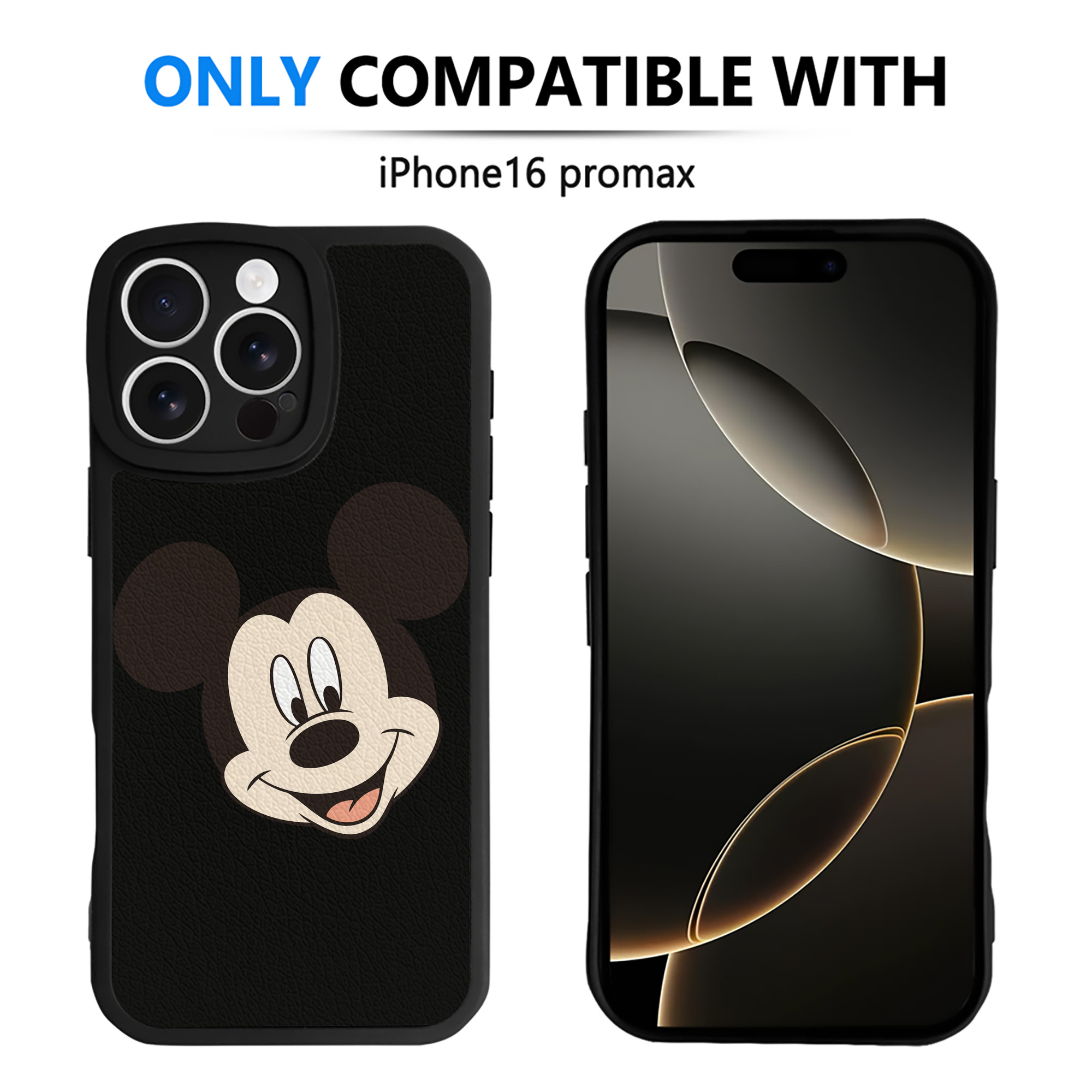（画像用） ミッキーマウス Mickey Mouse 【iPhone 16シリーズ対応】シリコンスマホケース（レザー調） 材質：シリコン